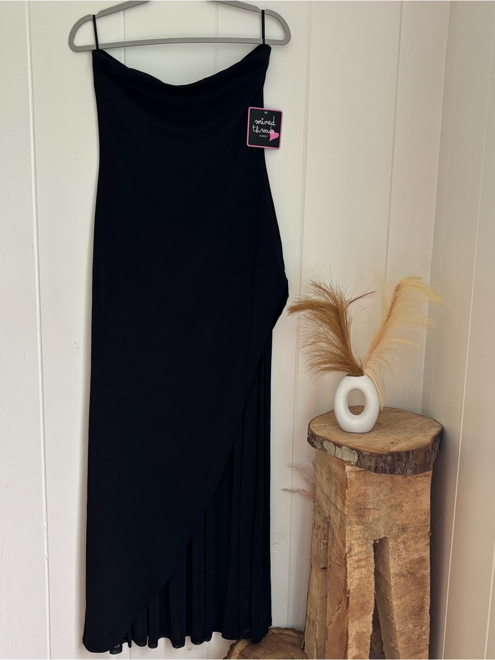 NWT Mixed Threads Black Strapless High-Low Maxi Dress